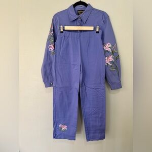 Bob Mackie Wearable Art Outfit Jacket Pants Embroidered Floral Purple Small